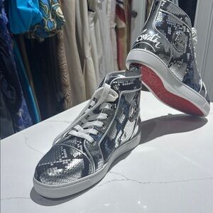 Christian Louboutin Silver Metallic Sneakers